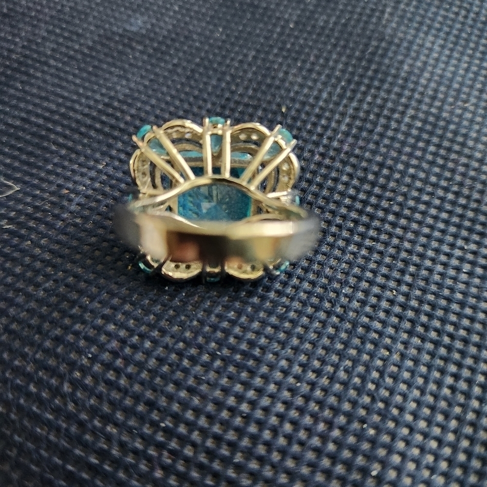 Aquamarine Ring, Sterling Silver Ring for Women, Boho Ring with Stone Blue Gemst - Picture 3 of 7